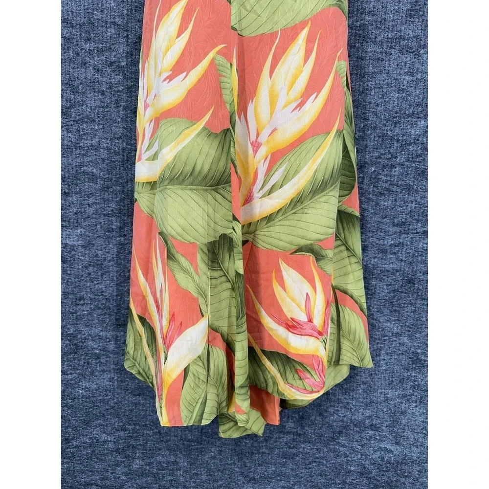 Tommy Bahama Skirt Womens 14 Orange Tropical Floral Silk Lined Midi Full Boho